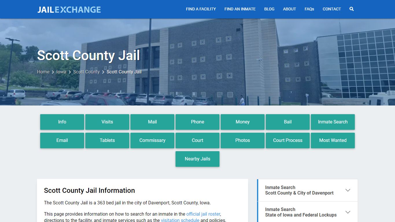 Scott County Jail, IA Inmate Search, Information